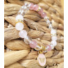 Bracelet papillon, quartz rose et cristal de roche
