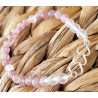 bracelet quartz strawberry et cristal de roche 6mm