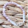 bracelet quartz strawberry et cristal de roche 6mm