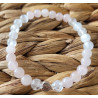 bracelet quartz rose, sélénite et cristal de roche 6mm