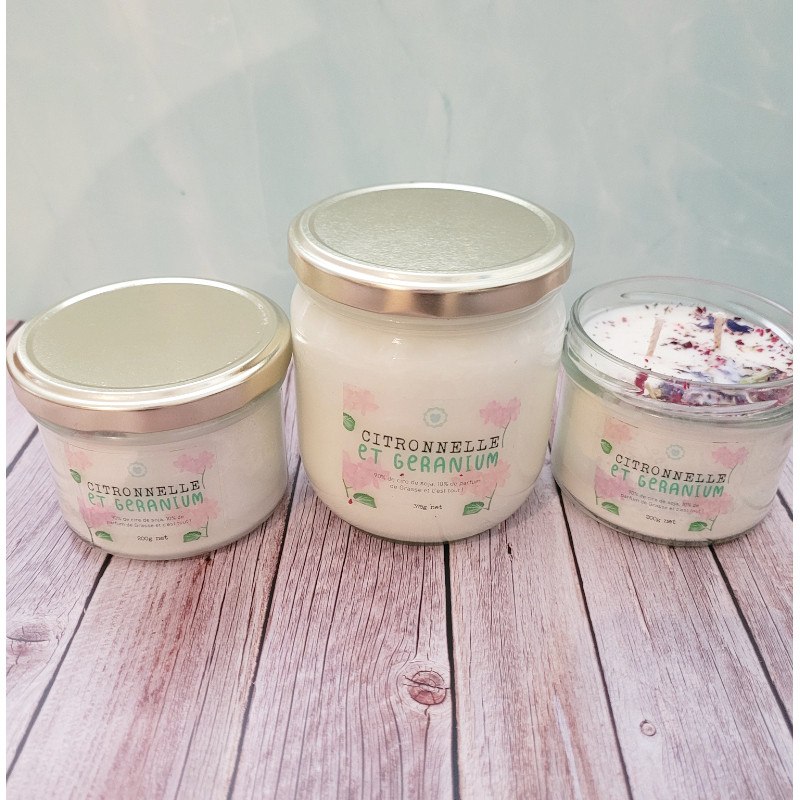 Bougie géranium et citronnelle