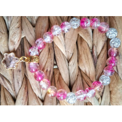 bracelet en perles de verre coloré rose / jaune