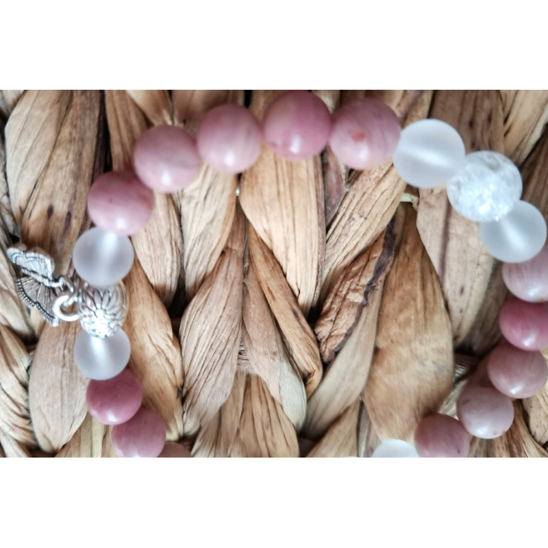 bracelet rhodonite et cristal de roche